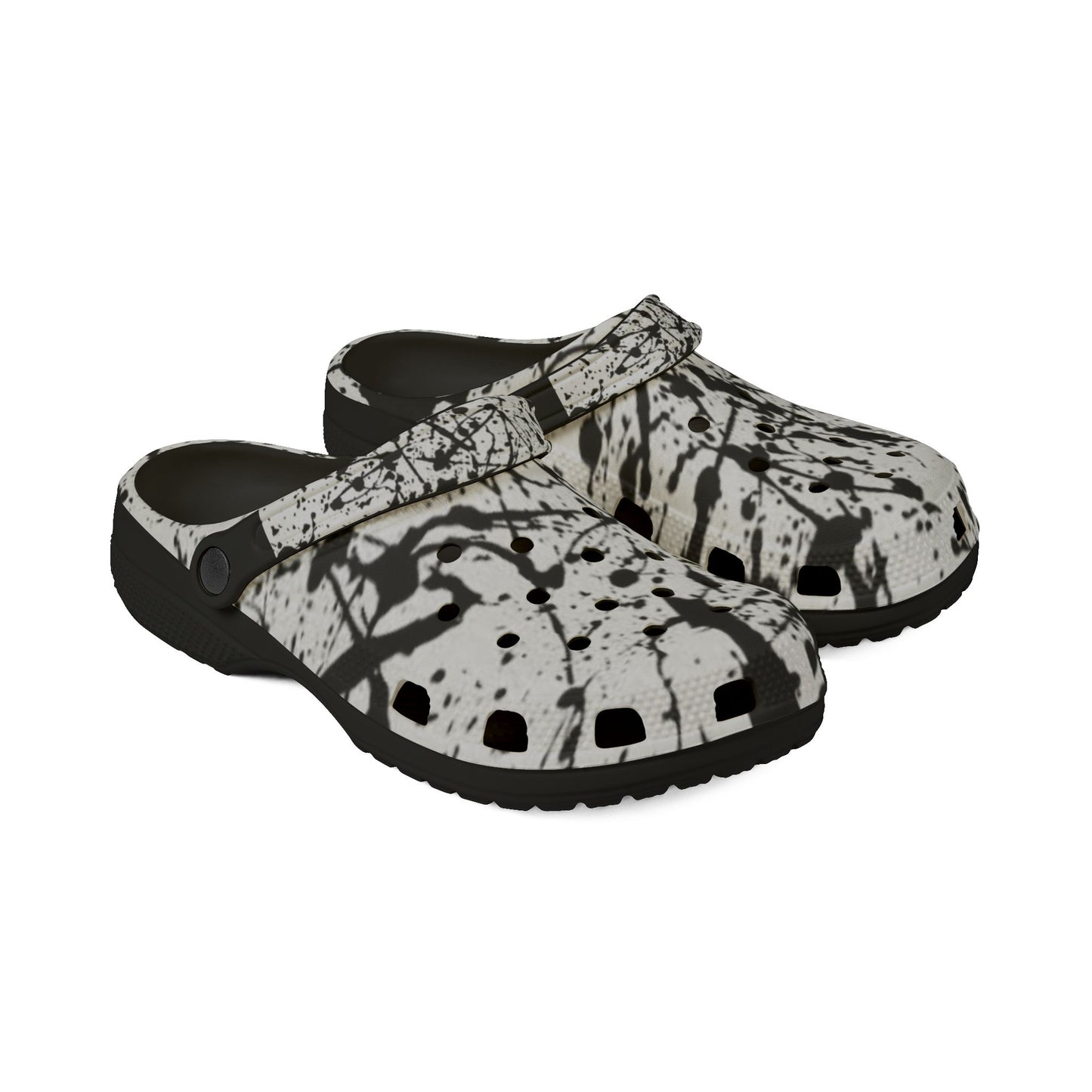 White Splat Rubber Clogs