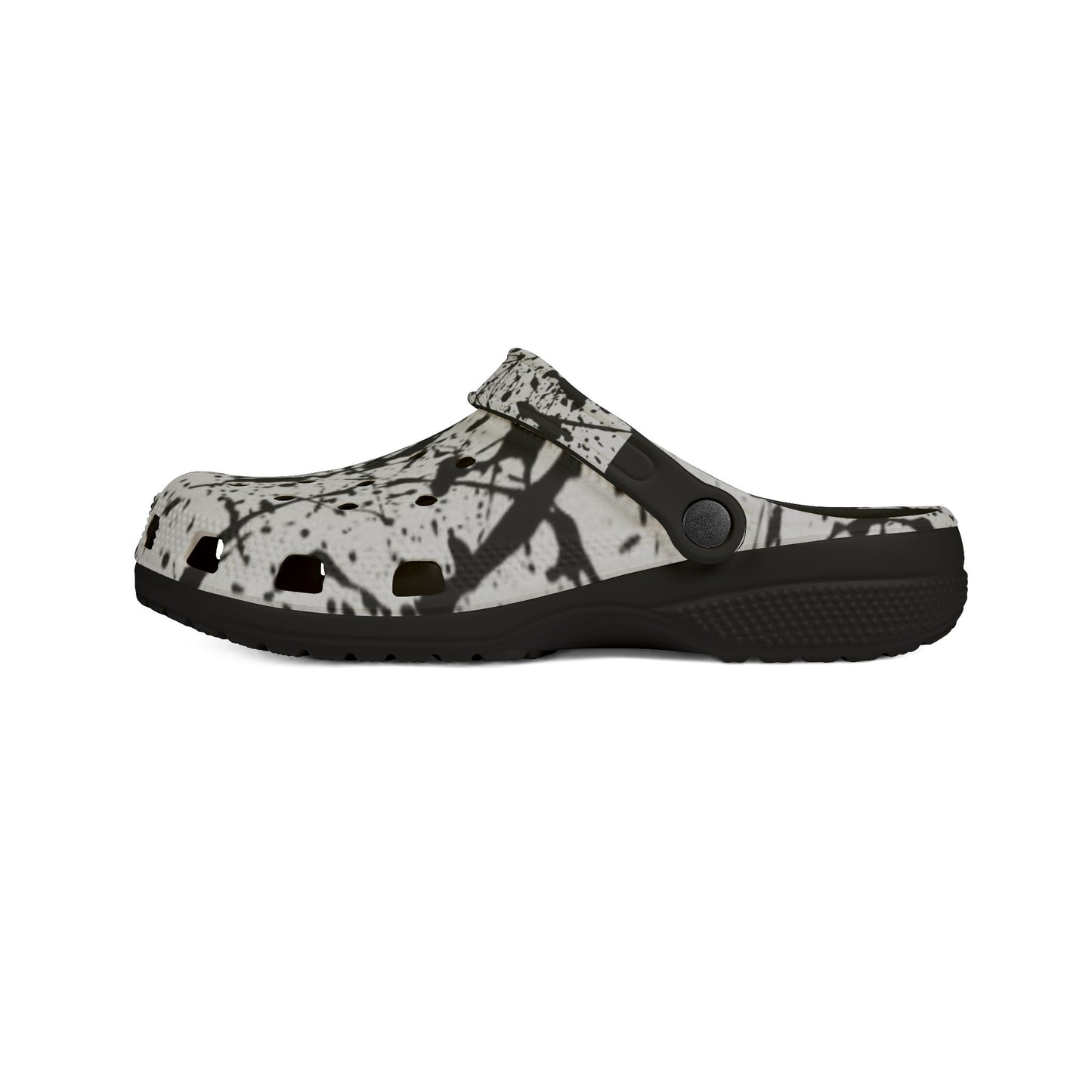 White Splat Rubber Clogs