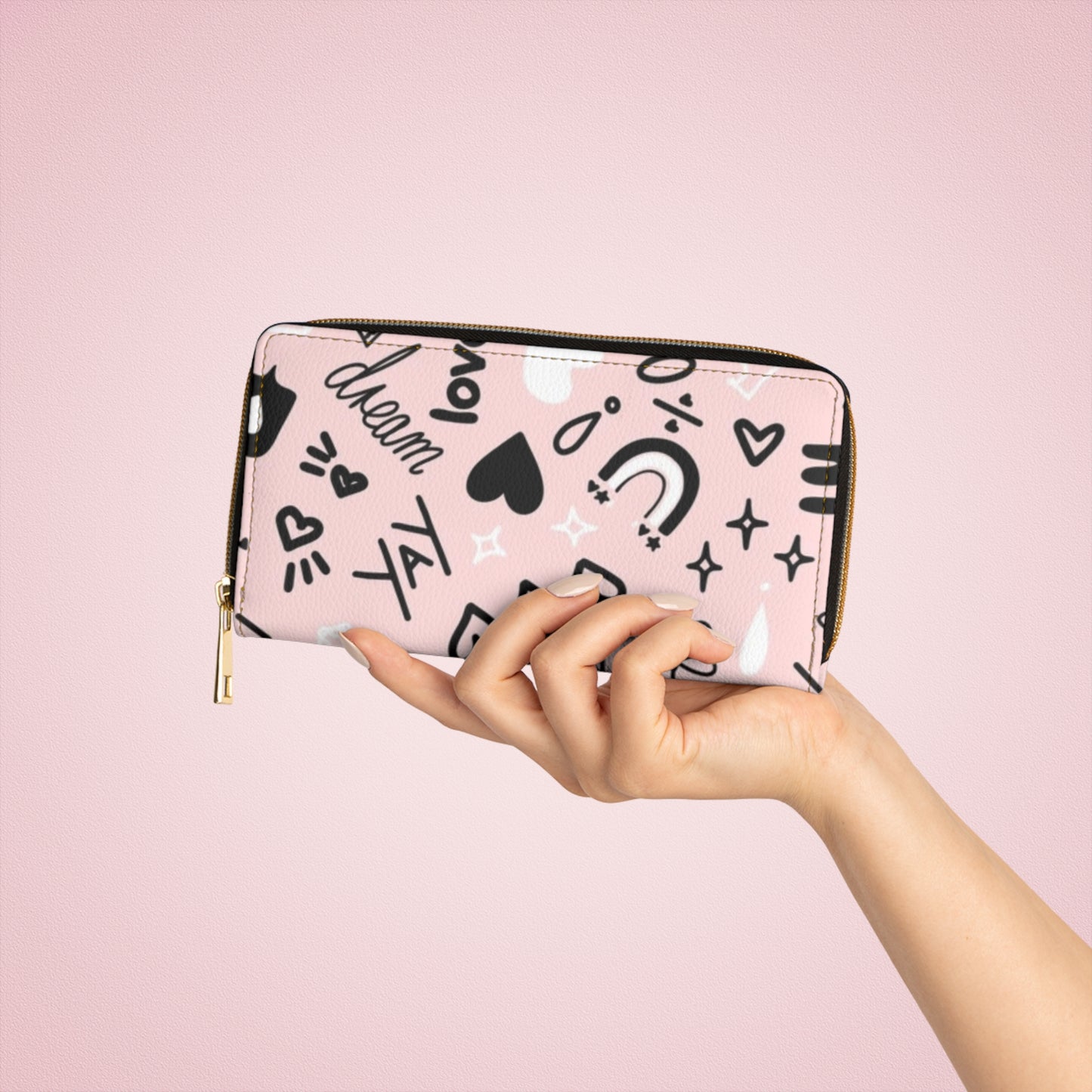 Pink Love Zipper Wallet