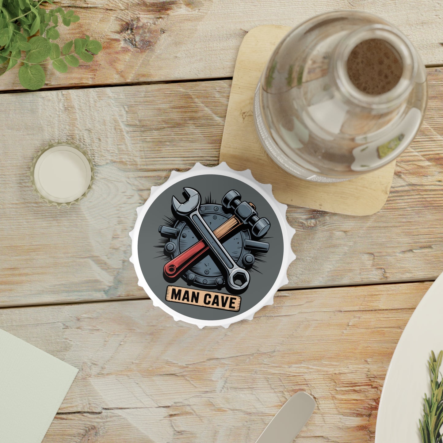 Man Cave Bottle Opener Coaster