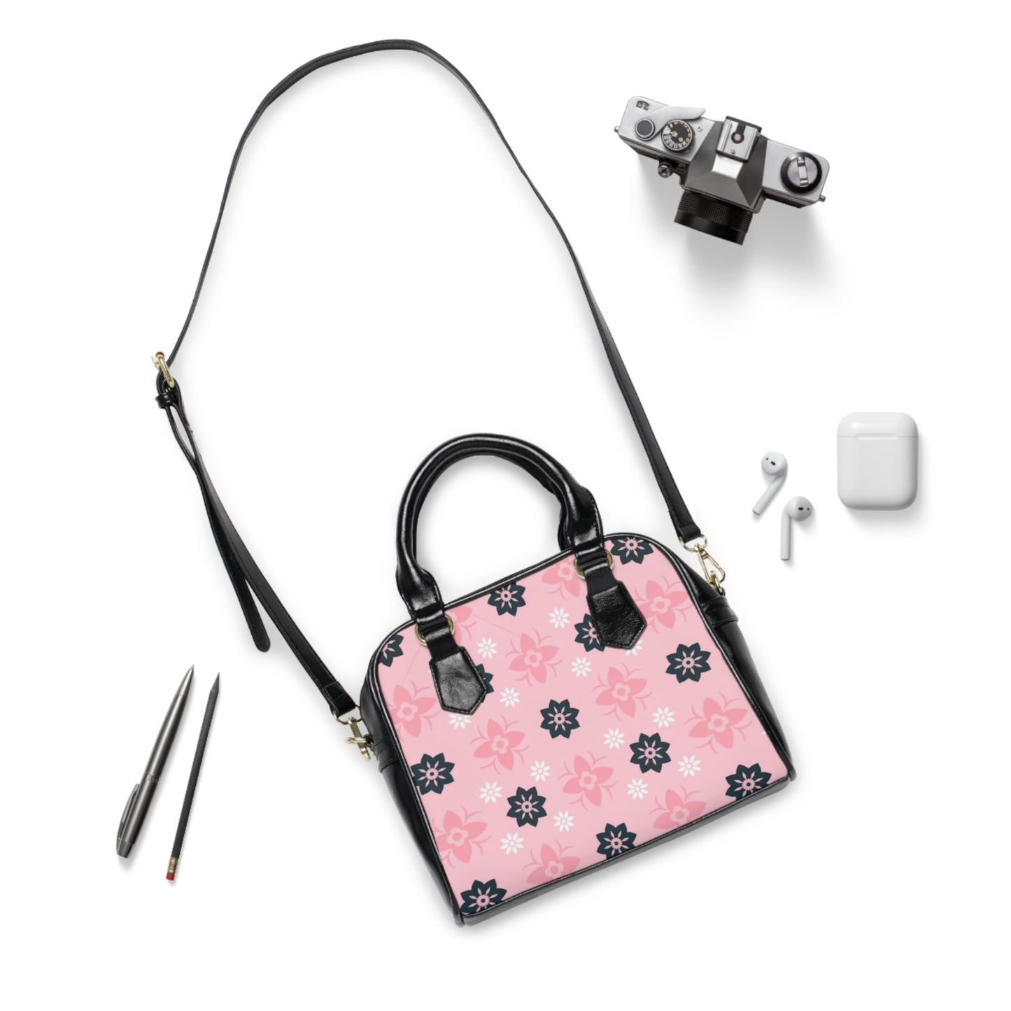 Pink Floral Shoulder Handbag