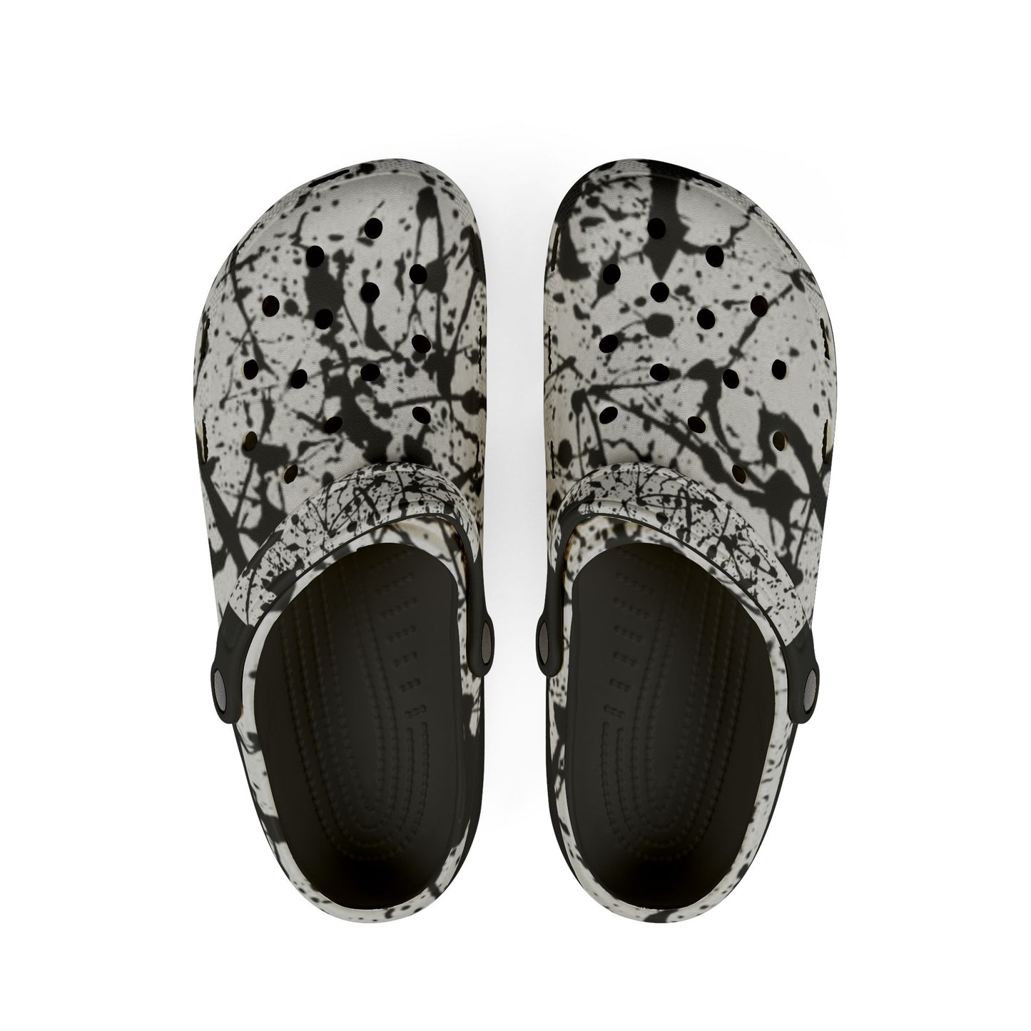 White Splat Rubber Clogs