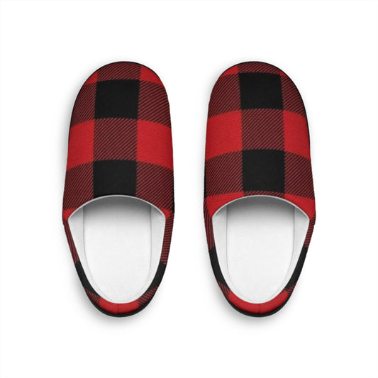Red and Black Buffalo Plaid Men's Indoor Slippers