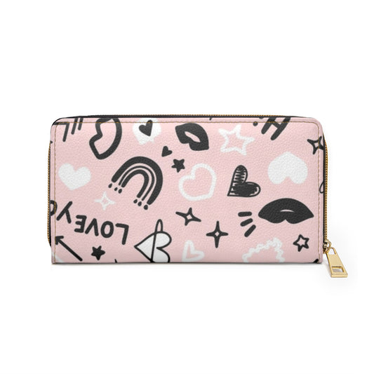 Pink Love Zipper Wallet