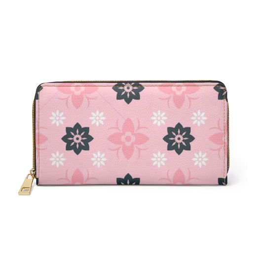 Pink Floral Zipper Wallet