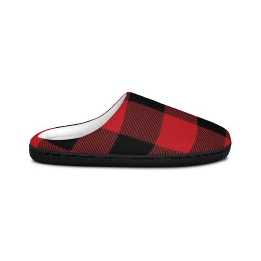 Red and Black Buffalo Plaid Men's Indoor Slippers