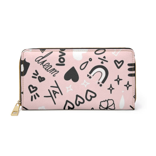 Pink Love Zipper Wallet