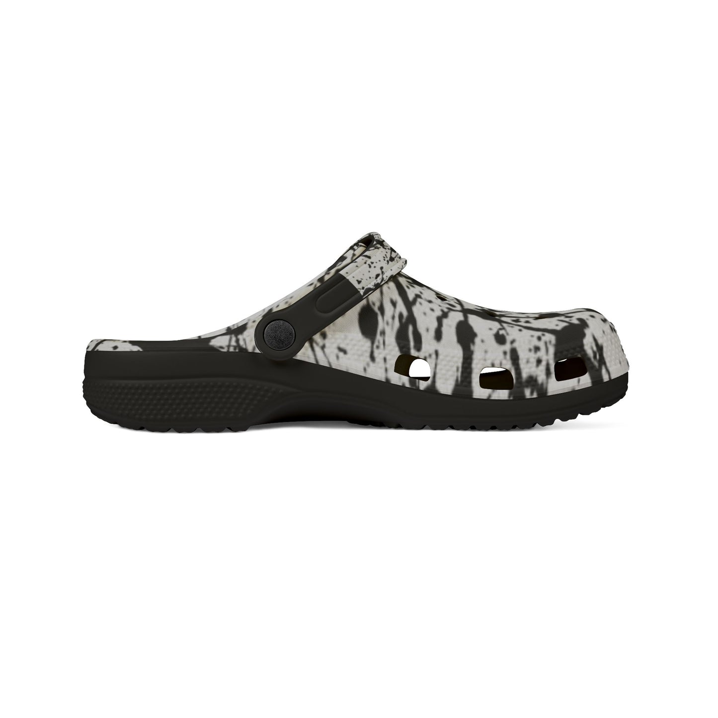 White Splat Rubber Clogs