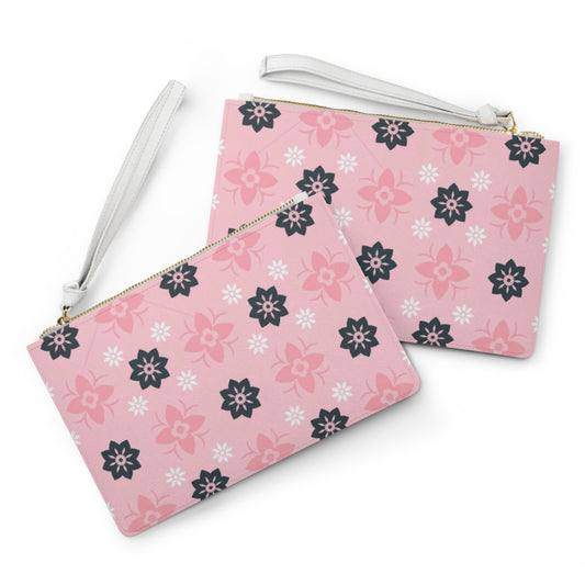 Pink Floral Clutch Bag