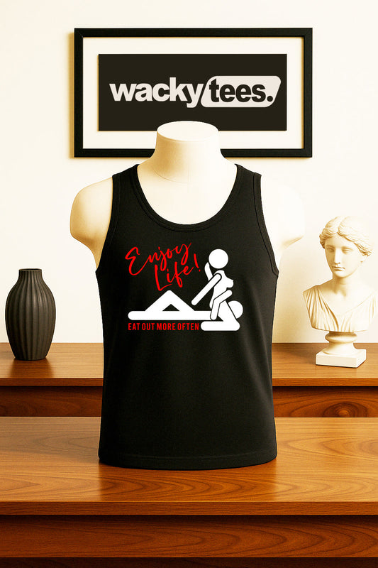 Enjoy Life Eat Out More Often Adult Humor Funny Graphic Tee Shirt