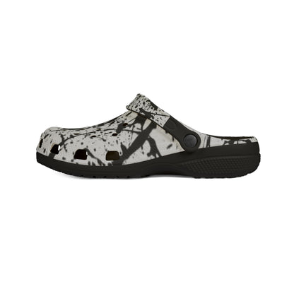 White Splat Rubber Clogs