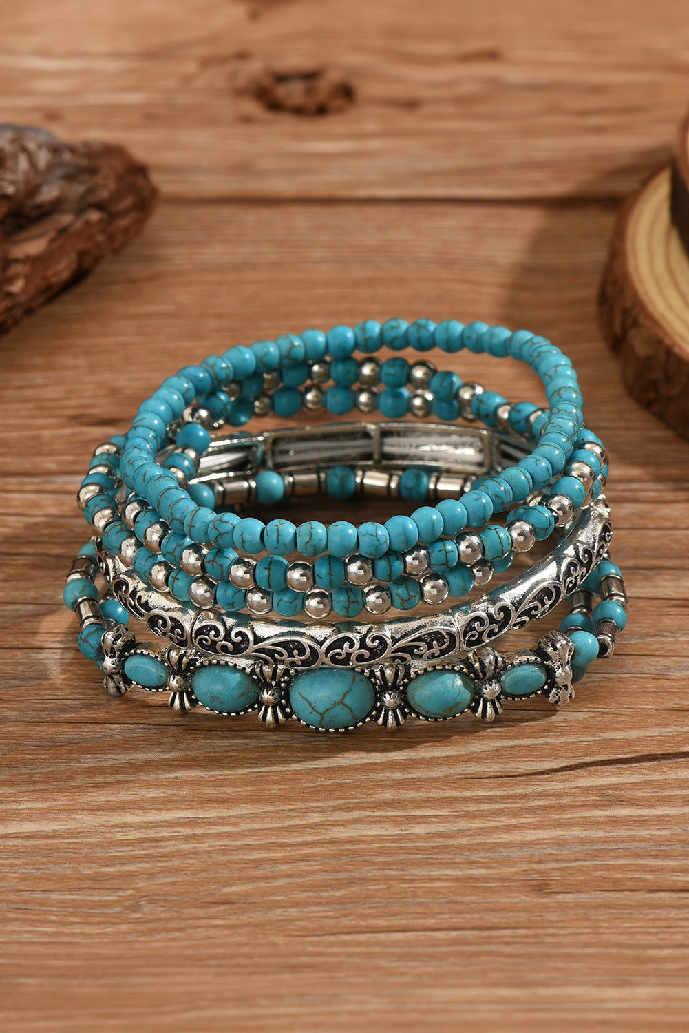 Vintage Turquoise Beaded Bracelet Set