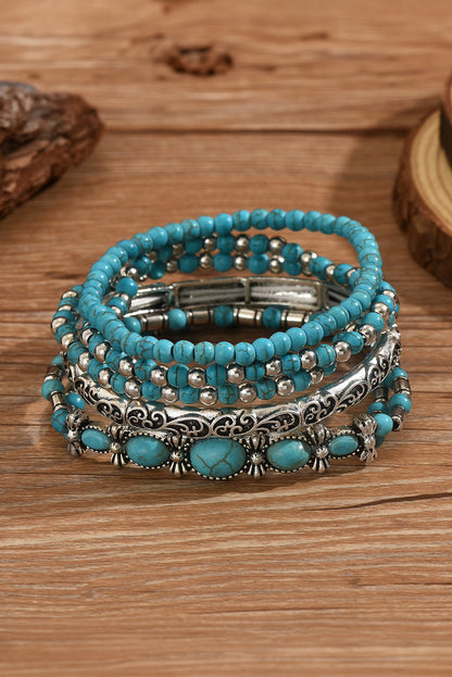 Vintage Turquoise Beaded Bracelet Set