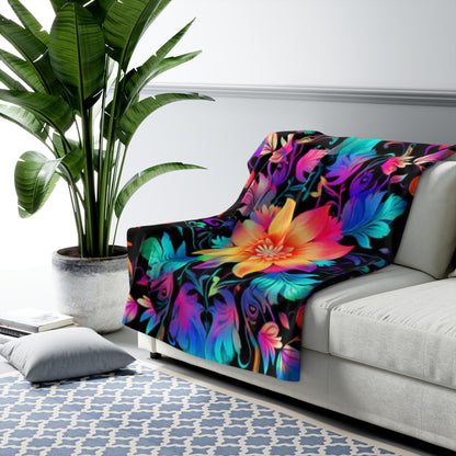 Cosmic Flower Sherpa Blanket