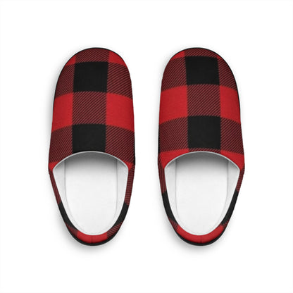 Red and Black Buffalo Plaid Men's Indoor Slippers