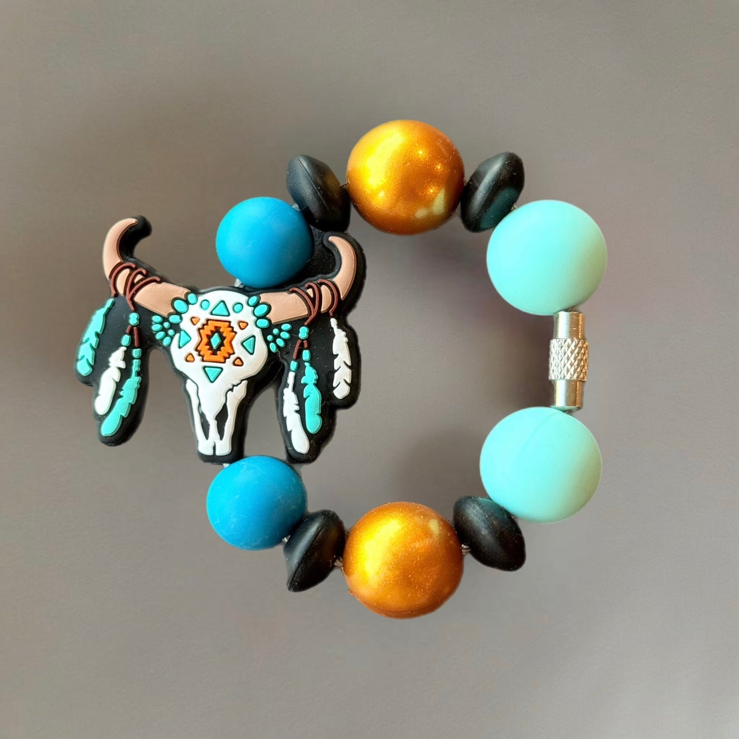 Aztec Skull Handle Bracelet - Tumbler Handle Charm