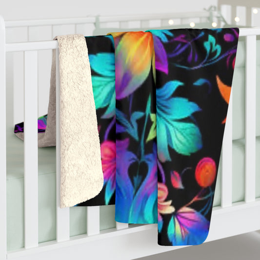 Cosmic Flower Sherpa Blanket