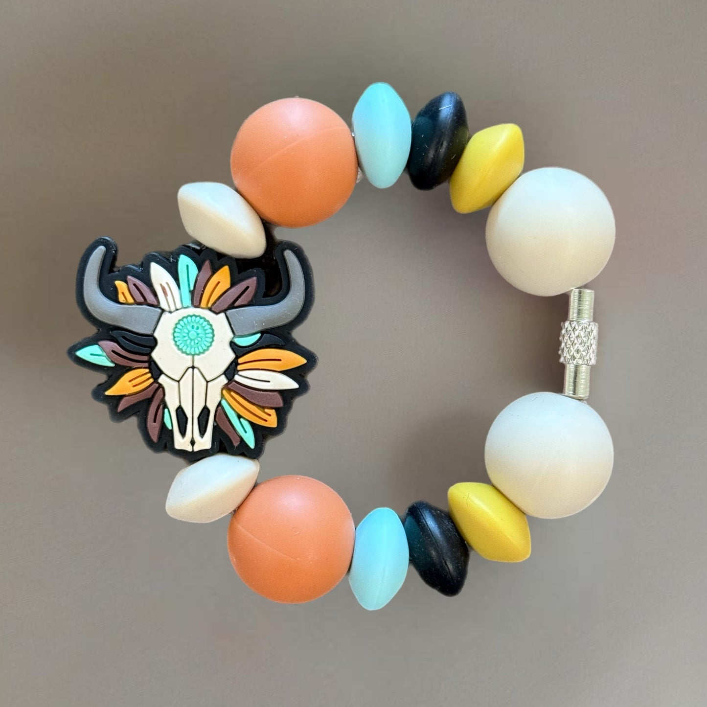 Feathered Skull Handle Bracelet - Tumbler Handle Charm