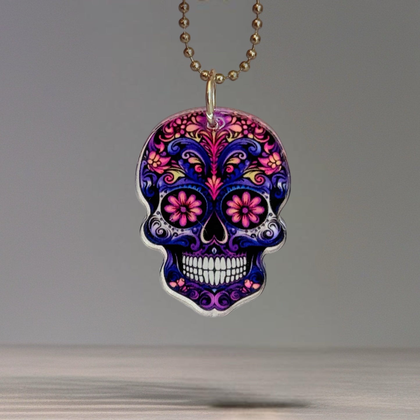 Sugar Skull Skeleton Charm - Tumbler Handle Charm