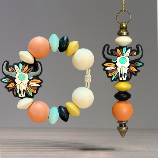 Feathered Skull Handle Bracelet - Tumbler Handle Charm