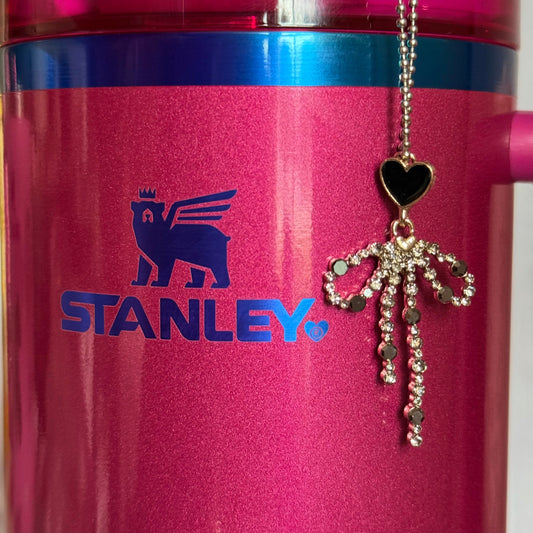 Black Bling Bow Charm - Tumbler Handle Charm