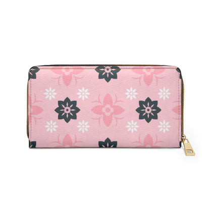 Pink Floral Zipper Wallet