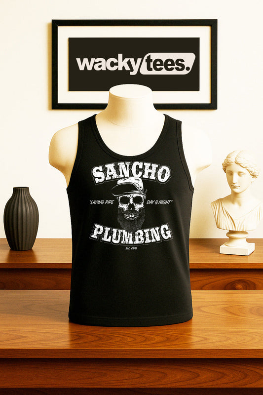 Sancho Plumbing Laying Pipe Day and Night Graphic Tee Shirt