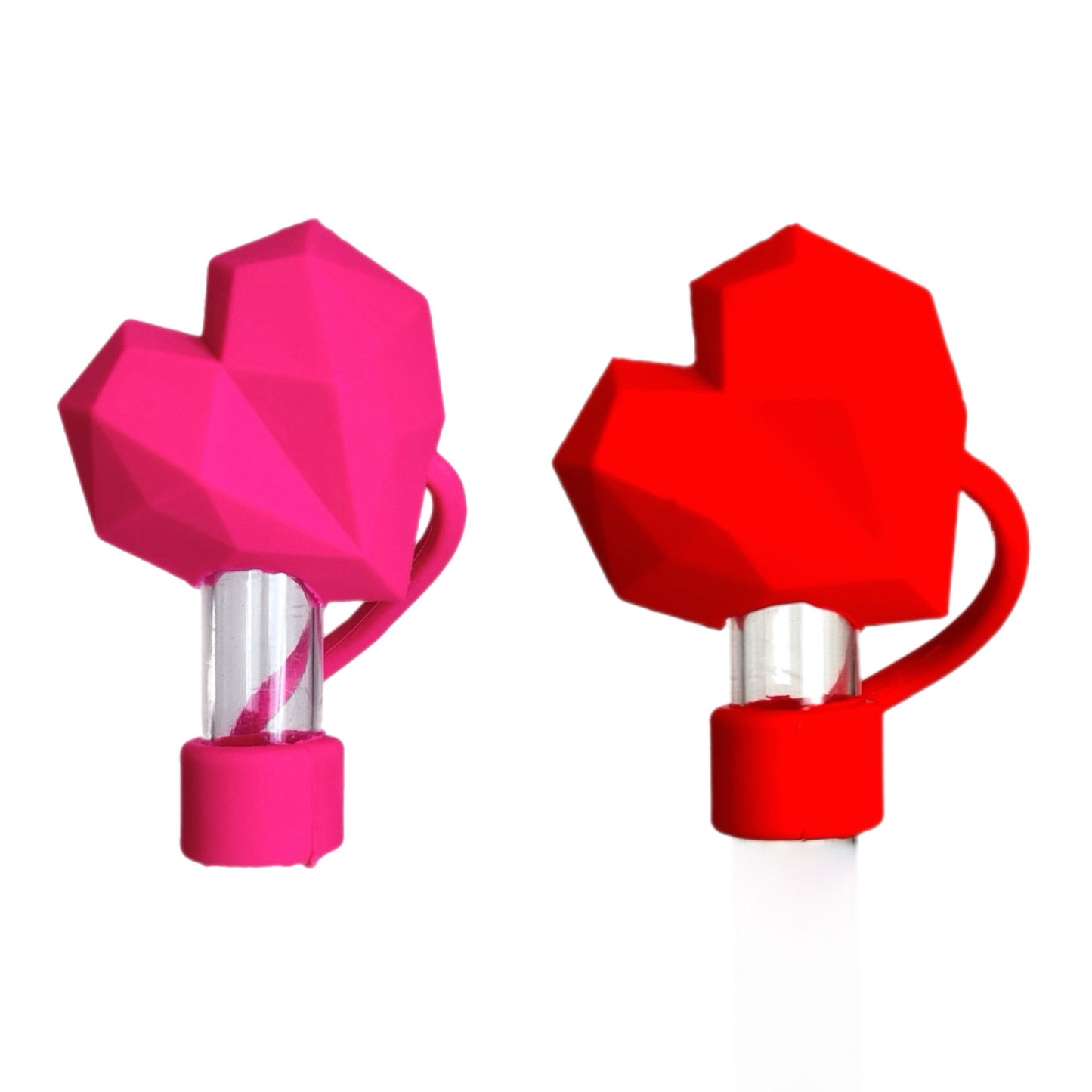 Faceted Heart Straw Toppers