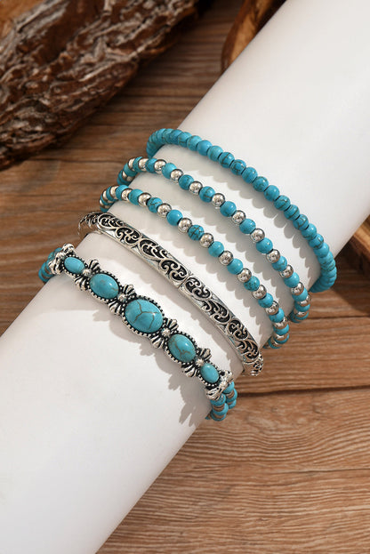 Vintage Turquoise Beaded Bracelet Set