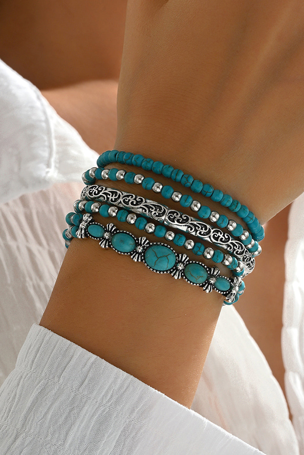 Vintage Turquoise Beaded Bracelet Set