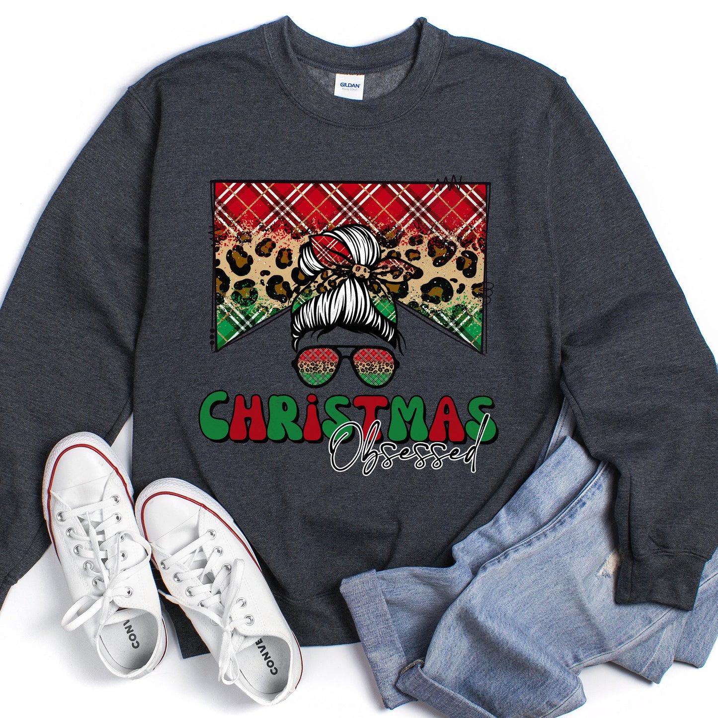 Christmas Obsessed Leopard Print Sweatshirt