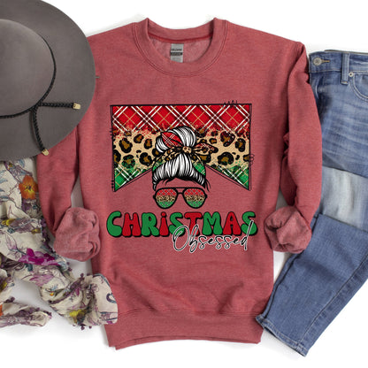 Christmas Obsessed Leopard Print Sweatshirt