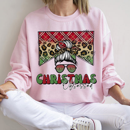 Christmas Obsessed Leopard Print Sweatshirt