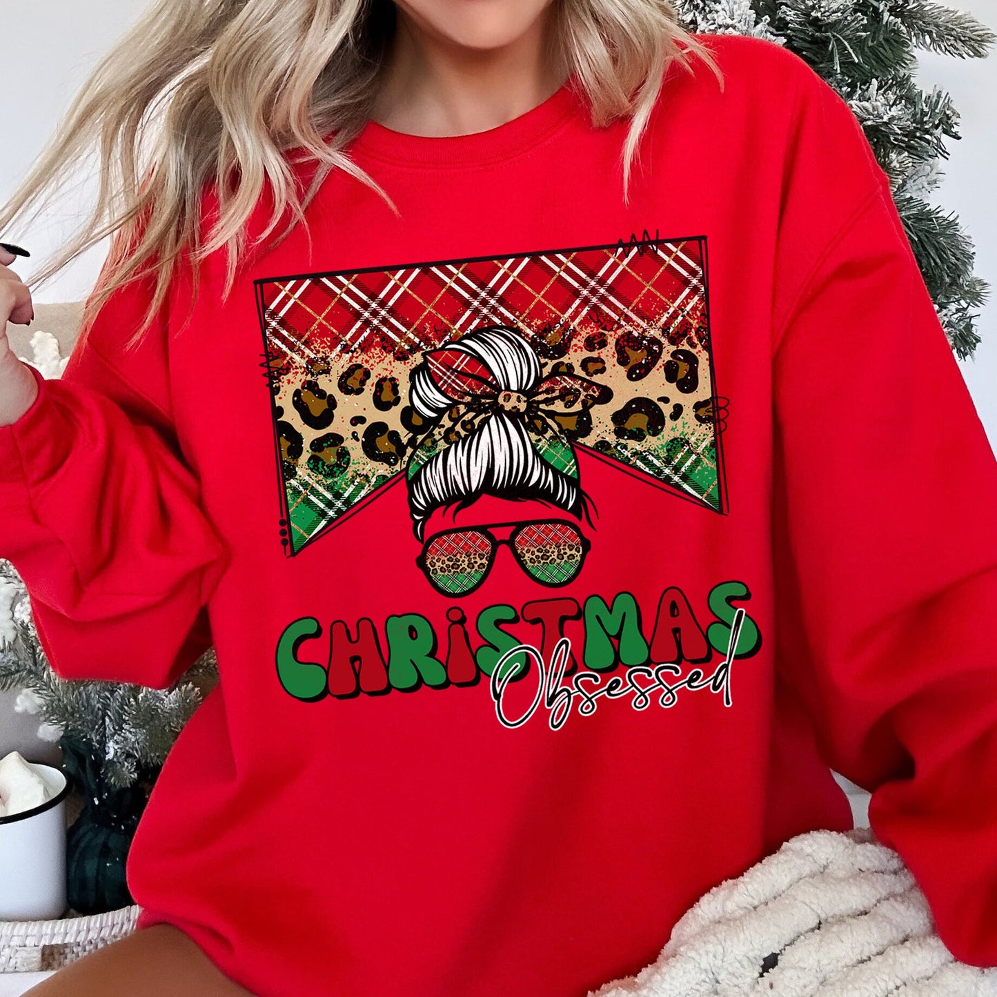 Christmas Obsessed Leopard Print Sweatshirt