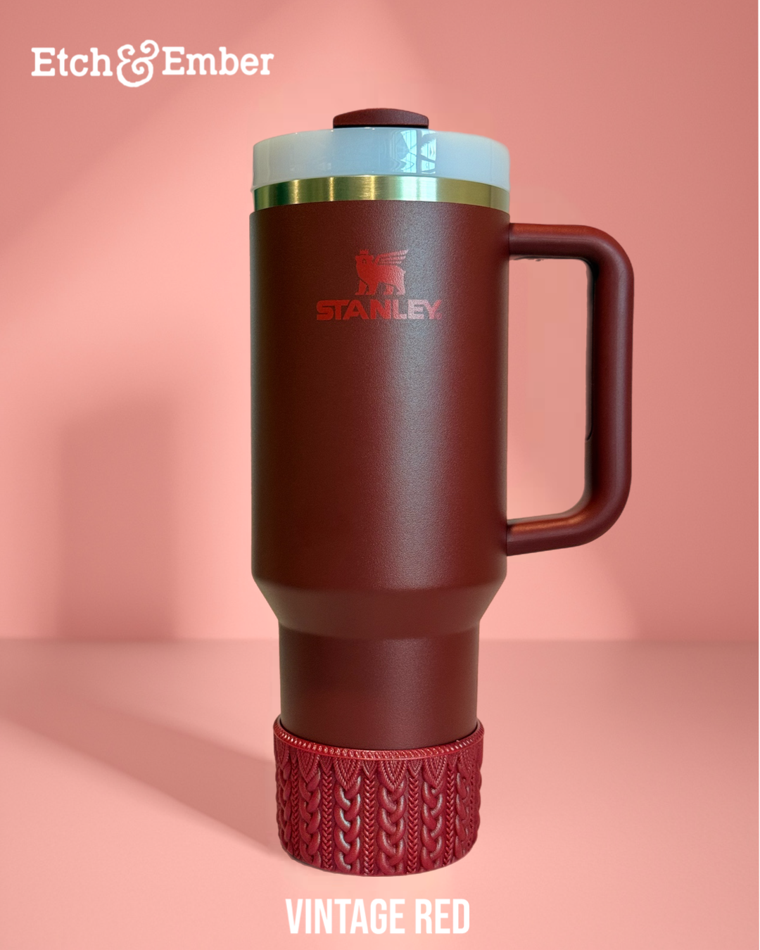 Vintage Red Macrame Tumbler Boot - fits 20-40oz