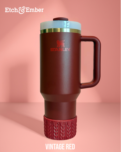 Vintage Red Macrame Tumbler Boot - fits 20-40oz