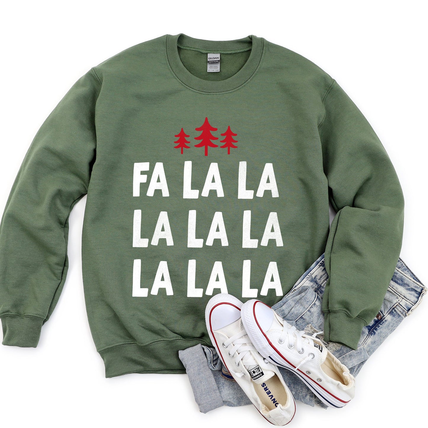 Fa La La, Retro Christmas Trees, Sweatshirt