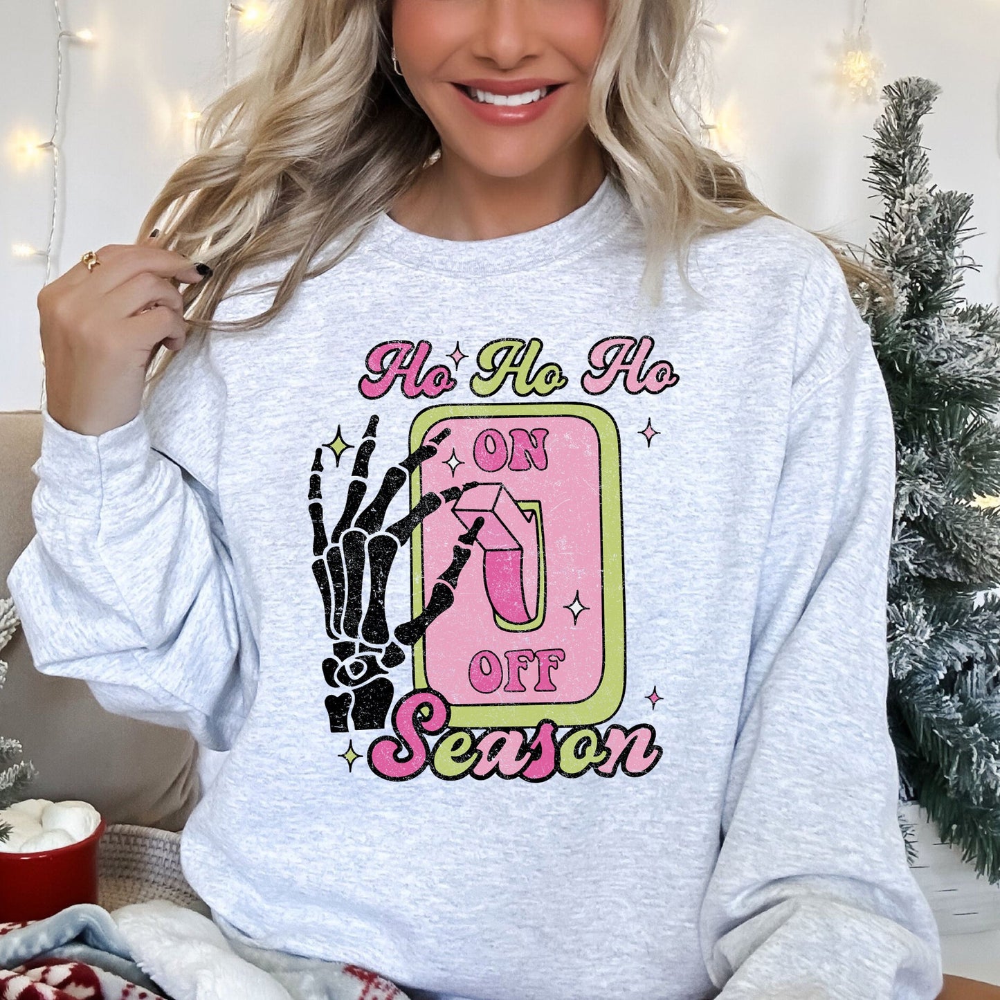 Ho Ho Ho Season, Skeleton, Light Switch, Christmas Sweatshirt