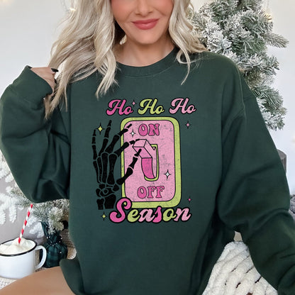 Ho Ho Ho Season, Skeleton, Light Switch, Christmas Sweatshirt