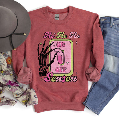 Ho Ho Ho Season, Skeleton, Light Switch, Christmas Sweatshirt