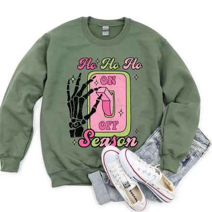 Ho Ho Ho Season, Skeleton, Light Switch, Christmas Sweatshirt