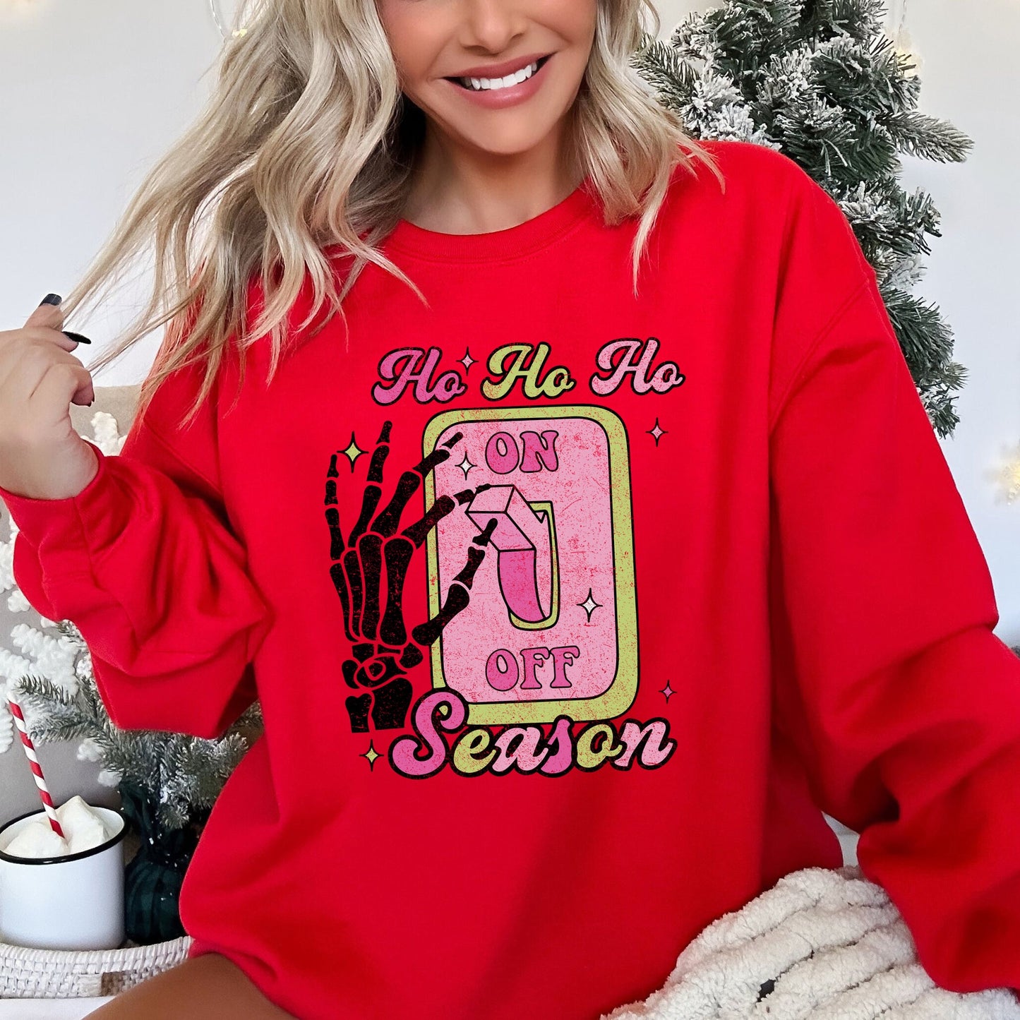 Ho Ho Ho Season, Skeleton, Light Switch, Christmas Sweatshirt