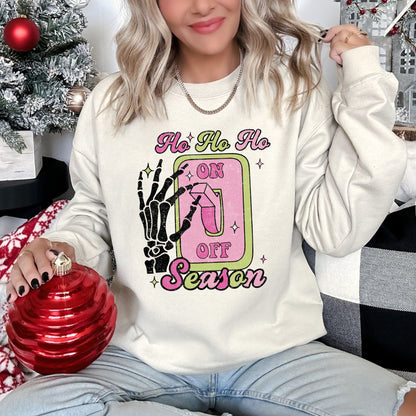 Ho Ho Ho Season, Skeleton, Light Switch, Christmas Sweatshirt