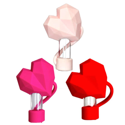 Faceted Heart Straw Toppers