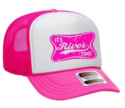 It's River Time Neon Pink Design Adult Otto Foam Trucker Hat