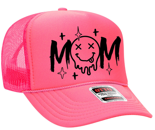 Mom Dead Smile Face Adult Otto Foam Trucker Hat