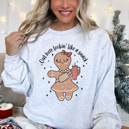 Out Here Looking Like A Snack, Gingerbread Girl, Stanley, Christmas Sweatshirt