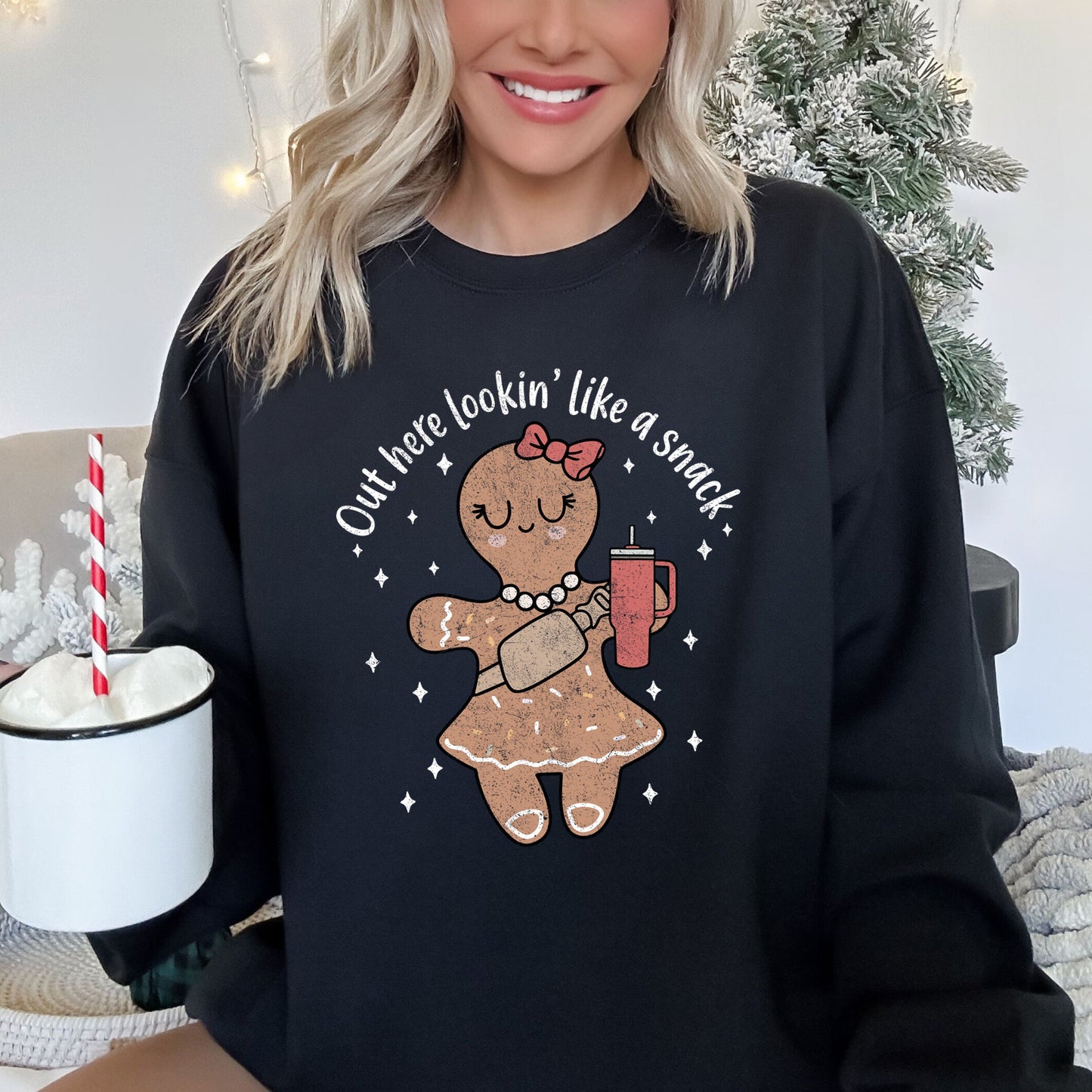 Out Here Looking Like A Snack, Gingerbread Girl, Stanley, Christmas Sweatshirt