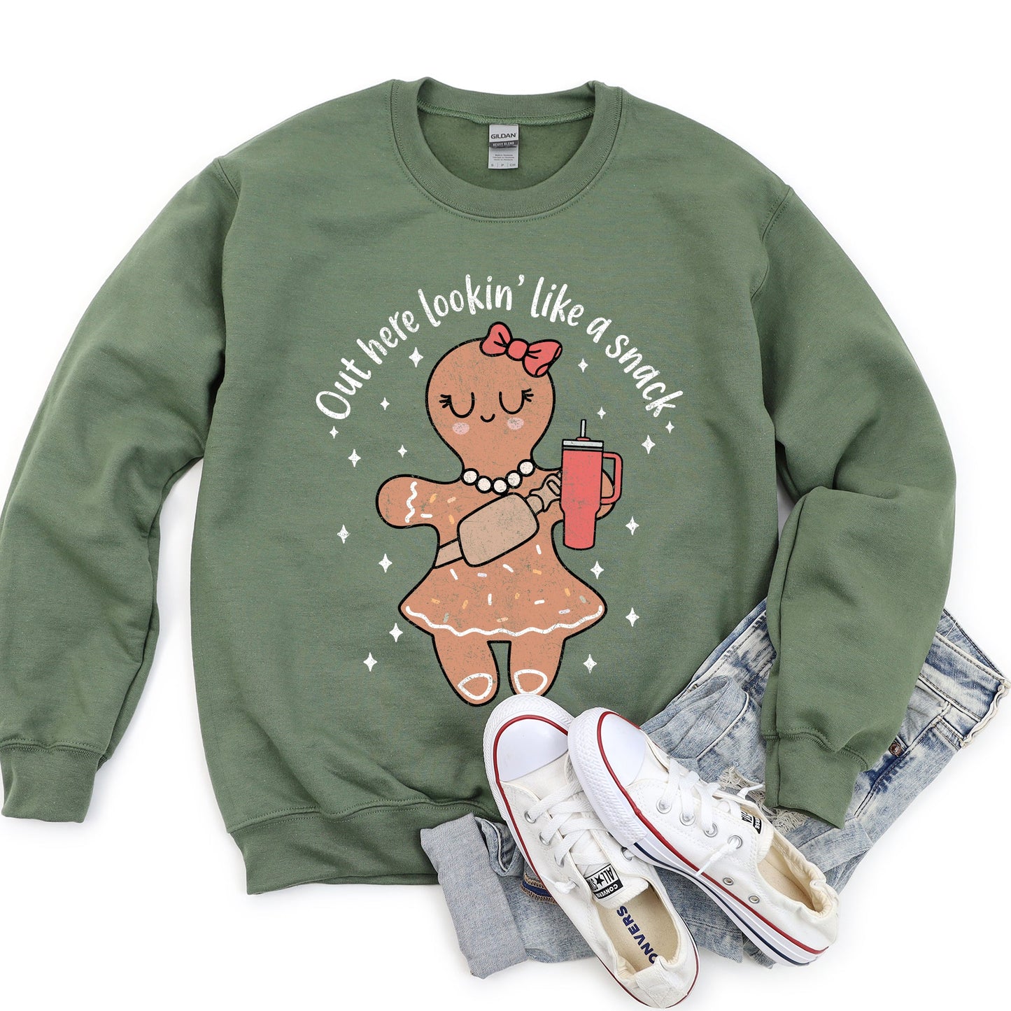 Out Here Looking Like A Snack, Gingerbread Girl, Stanley, Christmas Sweatshirt