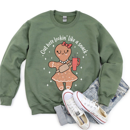 Out Here Looking Like A Snack, Gingerbread Girl, Stanley, Christmas Sweatshirt